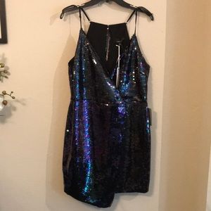 Asymmetrical Adelyn Rae Sequin Wrap Dress